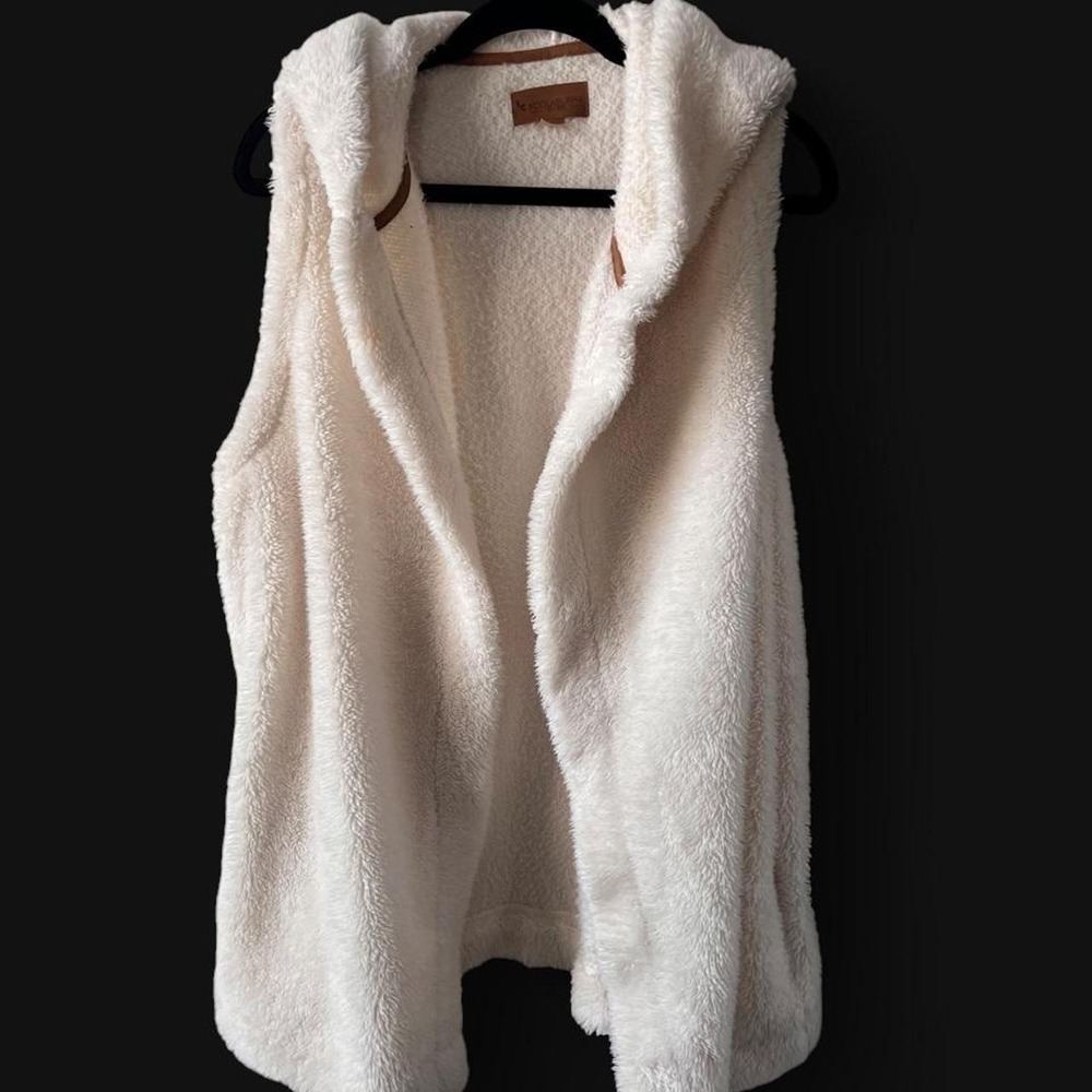 Koolaburra by UGG White Sherpa Hooded Vest Women's XL Cozy Cabincore Snowbunny
